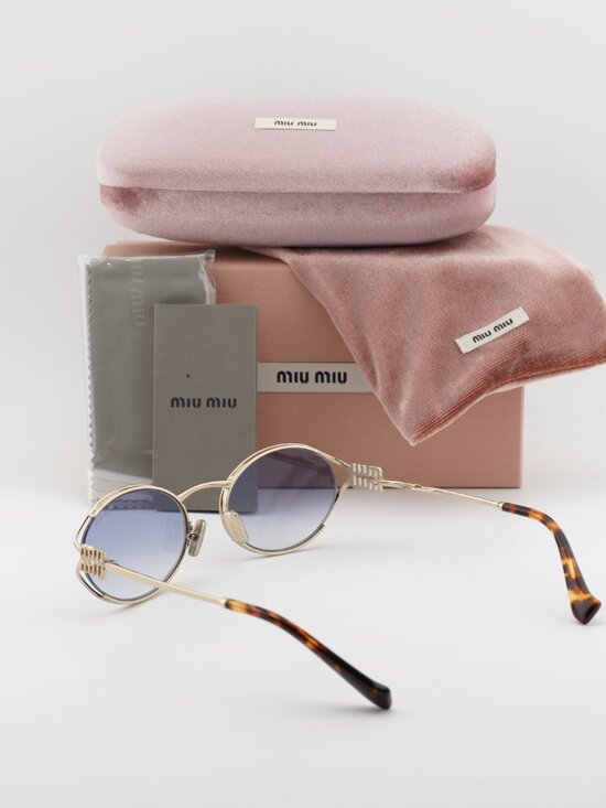 Miu Miu MU52YS ZVN80O Oval Sunglasses – Gold / Blue Gradient main image 6